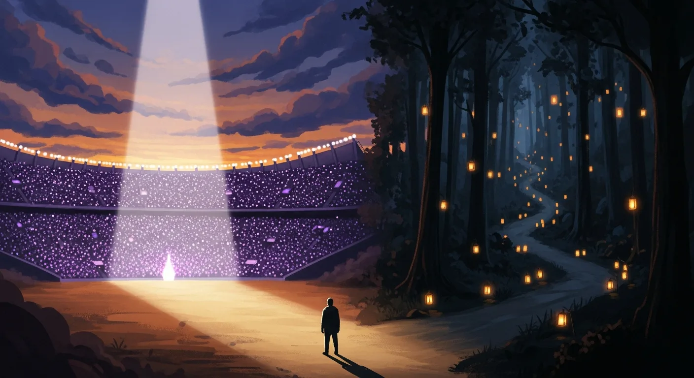 Stylized post-apocalyptic team-building scene with neon-lit emergency atmosphere